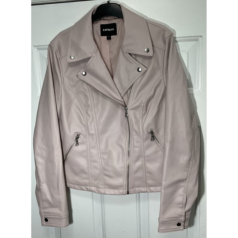 Express Faux Leather Blush Pink Lined Biker/Bomber/Motorcycl Jacket Women Large